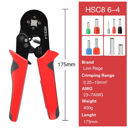Herramienta de crimpado de casquillos HSC8 6-4/6-6, alicates de crimpado eléctricos para terminales de tubo de crimpado de extremos de cable, reparación de circuitos eléctricos