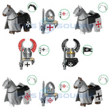 The Medieval Teutonic Knights Templar Holy Sepulchre Hospitaller War Horse Model Blocks MOC Bricks Set Gifts Toys G0128