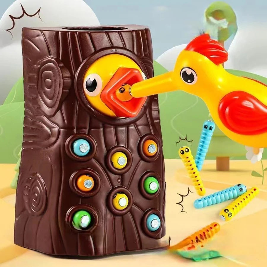 Juguetes Educativos Montessori para niños, pájaro carpintero, juguete de gusanos para atrapar, juegos magnéticos para el desarrollo de Babi, tablero ocupado