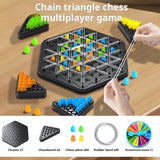 Jogo de xadrez triangular com elástico, jogo de batalha triangular, jogo educativo e interativo presente para festa em família