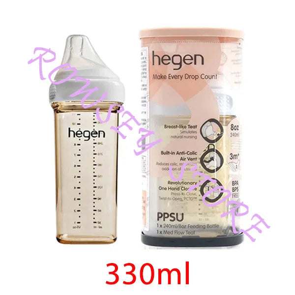 Hegen-Original PPSU Bottle with Storage Lid for Children, Fall-Proof, Baby Bottle, Water Bottle, Gift Box, Original 