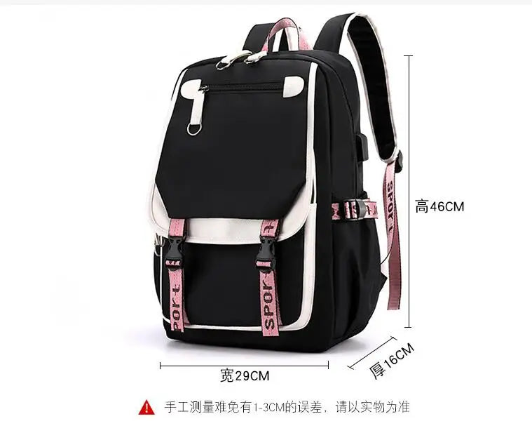 Mochila femenina Disney Stitch con carga USB, mochila escolar para adolescentes, niñas y niños, mochila para portátil, mochilas de viaje para mujeres