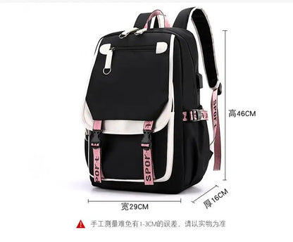 Mochila femenina Disney Stitch con carga USB, mochila escolar para adolescentes, niñas y niños, mochila para portátil, mochilas de viaje para mujeres