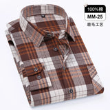 Men Fashion Long Sleeve Brushed Flannel Shirt Single Pocket Comfortable 100% Cotton Casual Slim Fit Button-down Plaid Shirts 8XL