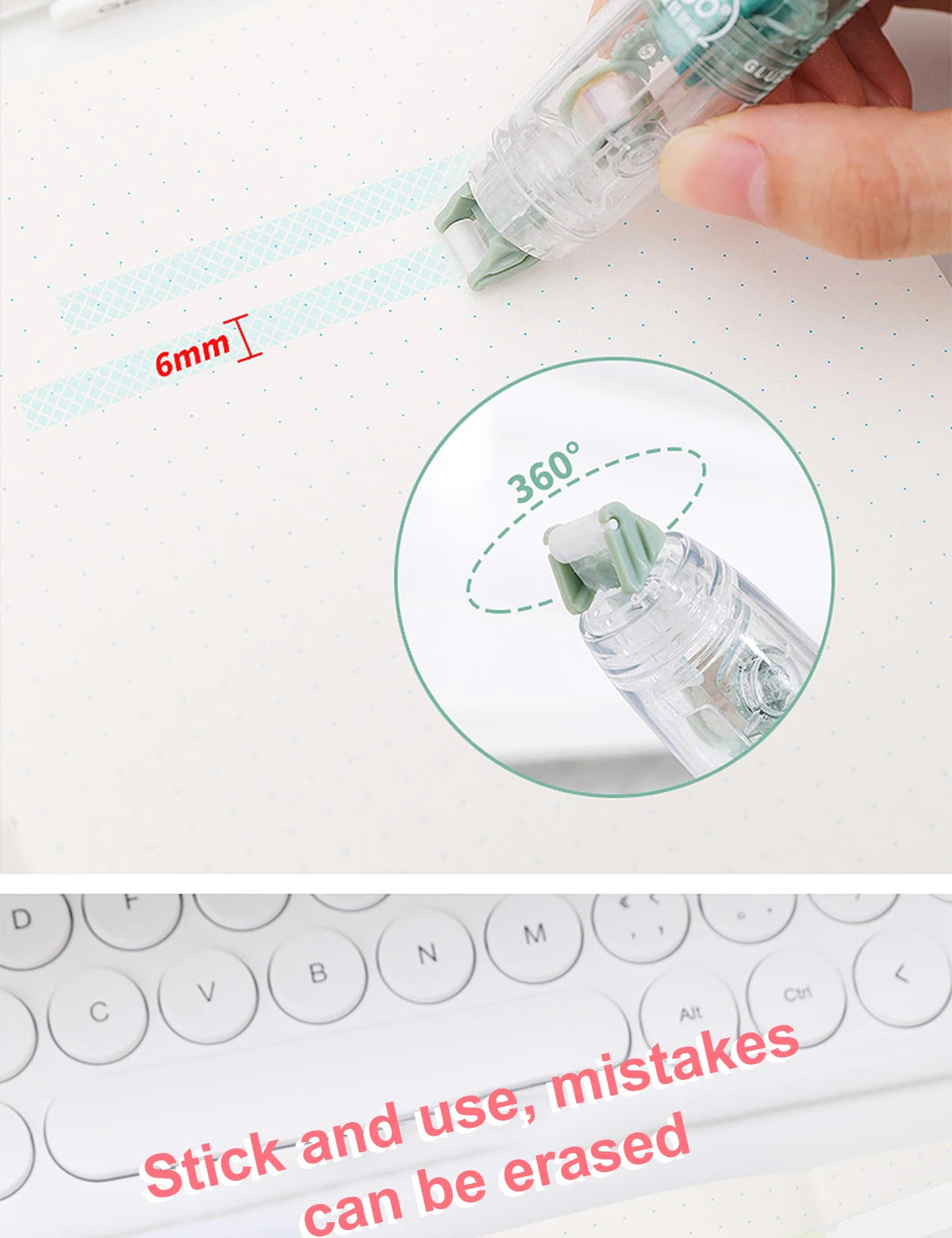 12Pcs/Set Transparent Dot Dispensing Double-sided Tape Replaceable Refills Handbook Dot Glue Stationery School Office Supplies