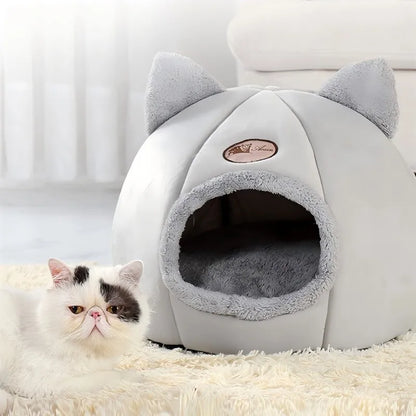 Pet bed with cat ears cat bed for small medium large cats Keep warm in winter  Comfortable and soft Machine washable