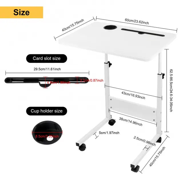 Mobile Lift Folding Computer Desk Study Table Height Adjustable PC Bed Table Home Bedroom Furniture HWC 60x40x62 85cm 