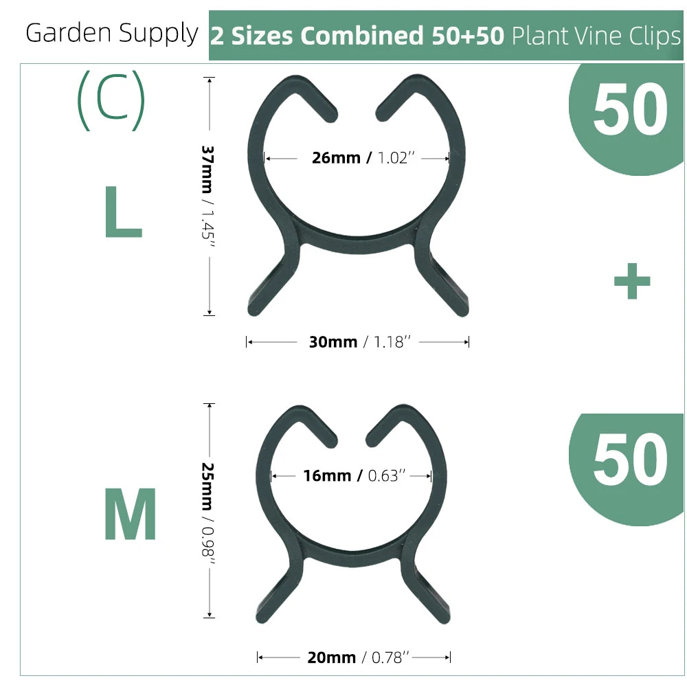 100PCS Plant Garden Clips 2 Sizes Planting Support Grippers Great for Flower Vine and Vegetable Lever Loop Clamp Holding Stems