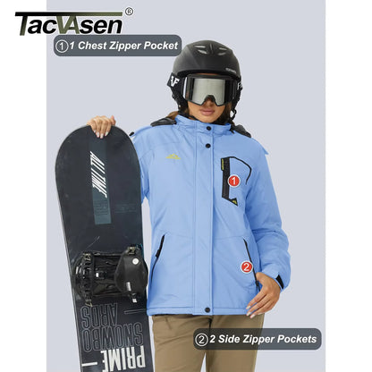 TACVASEN Chaqueta de esquí y snowboard de invierno para mujer, forro polar térmico, impermeable, informal, para trabajo, lluvia, cortavientos, parka
