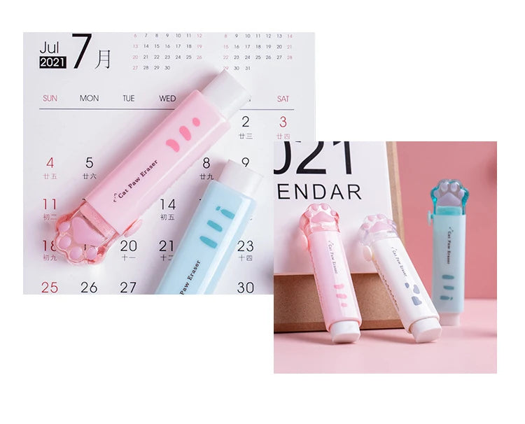 1Pcs Kawaii Push-pull Design Cat Paw Rubber Erasers Student Correction Tool Kids School Office Supplies Gift Creative Stationery