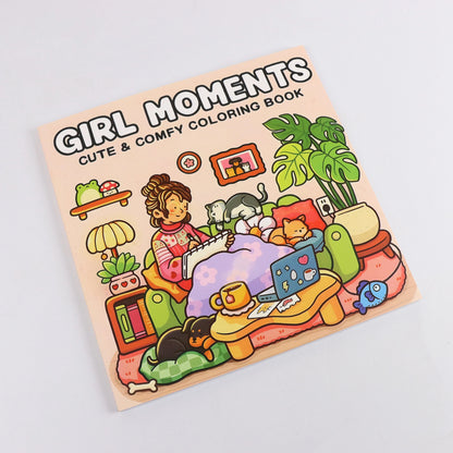 Cozy Atmosphere Relaxing Coloring Book for Adults and Teens Bold Easy-to-follow Patterns and Girl Moments
