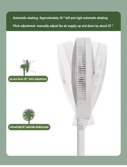 220V Electric Pedestal Standing Fan Adjustable Heigh Desk Air Blower Timing Shake for Living Room Bedroom Kitchen Home Office