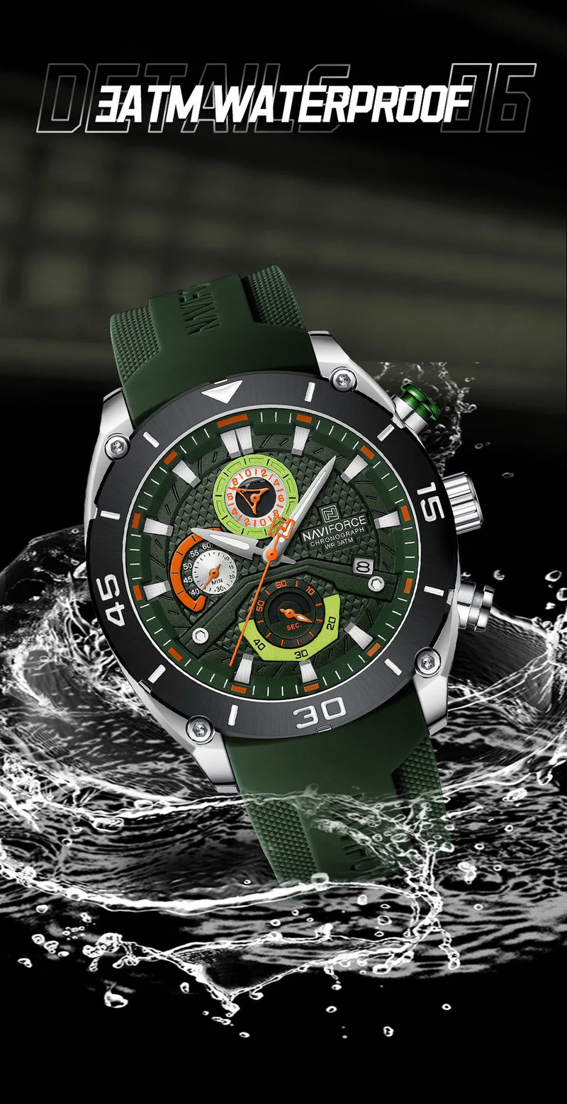 NAVIFORCE Sport Watch for Men Waterproof Quartz Wristwatch Chronograph Military Clock With Luminous Reloj Hombre Male Gift 2024