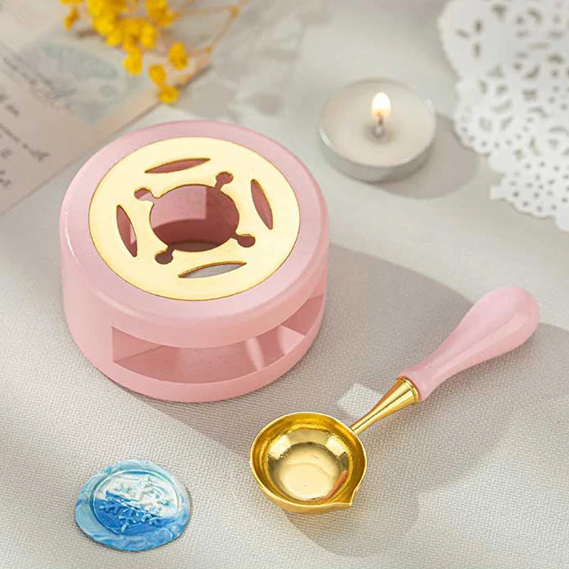 Sealing Wax 1 Set of Spoon Sealing Wax Furnace Stove Pot Seal Decorative Craft Gift Solid Wood Wax Stamp Craft Supplie SB002