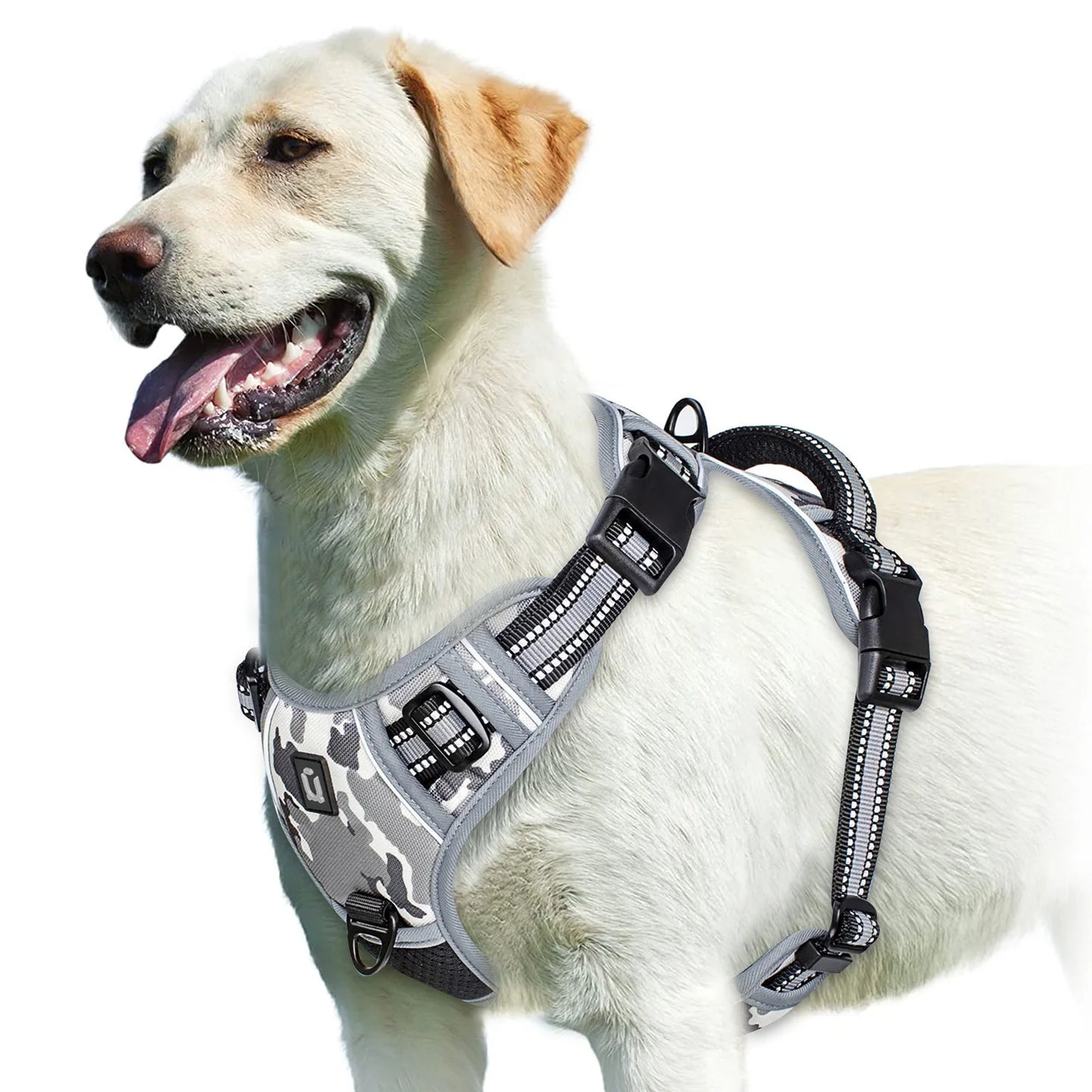 Arnés antitirones para perros, chaleco ajustable y acolchado suave con asa de fácil control.