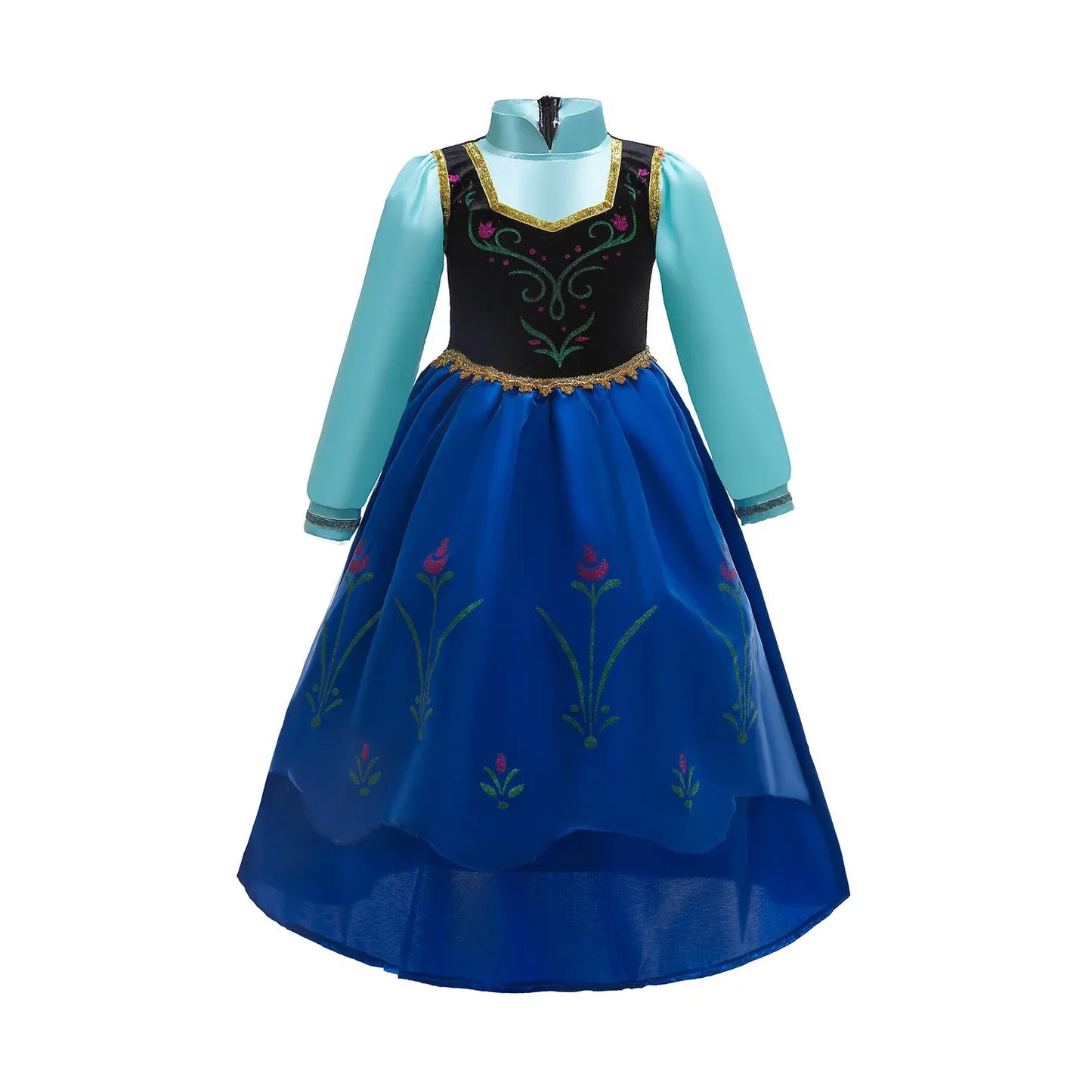 Disney Frozen Princess Anna Dress with Fuchsia Cape Girls Snow Queen Elsa's Sister Costume Play Toddler Carnival Royal Frocks