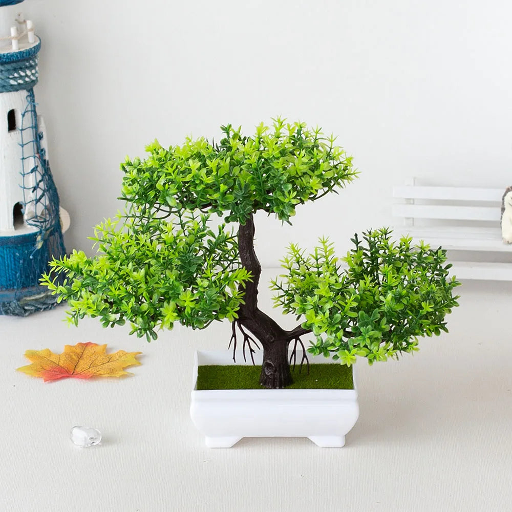 Artificial Plants Decoration Potted Bonsai Small Tree Pot Fake Plant Potted Zen Garden Ornaments Table Home Room Decoration