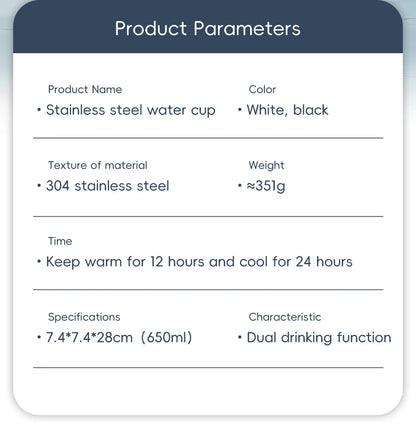 Cycling Thermal Water Bottle 0.65L Large Capacity Insulated Kettle Heat Storage Water Cup Sports MTB Cycling Accessories