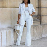 Women's Clothing 2023 Autumn New Solid Color Casual Suit Wide-leg Pants Suit Two-piece Suit Ensemble Femme 2 Pièces été
