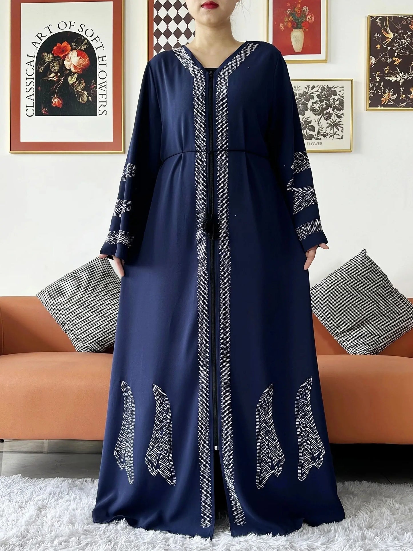 Vestido elegante de gasa para mujer, abaya abierta con cremallera, ropa musulmana, cárdigan islámico, abaya, nuevo