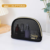 1pc Black Mesh Women'S Cosmetic Bag Transparent Travel Comsetics Brushes Organizer Beauty Case Small Large Toiletry Makeup Bag