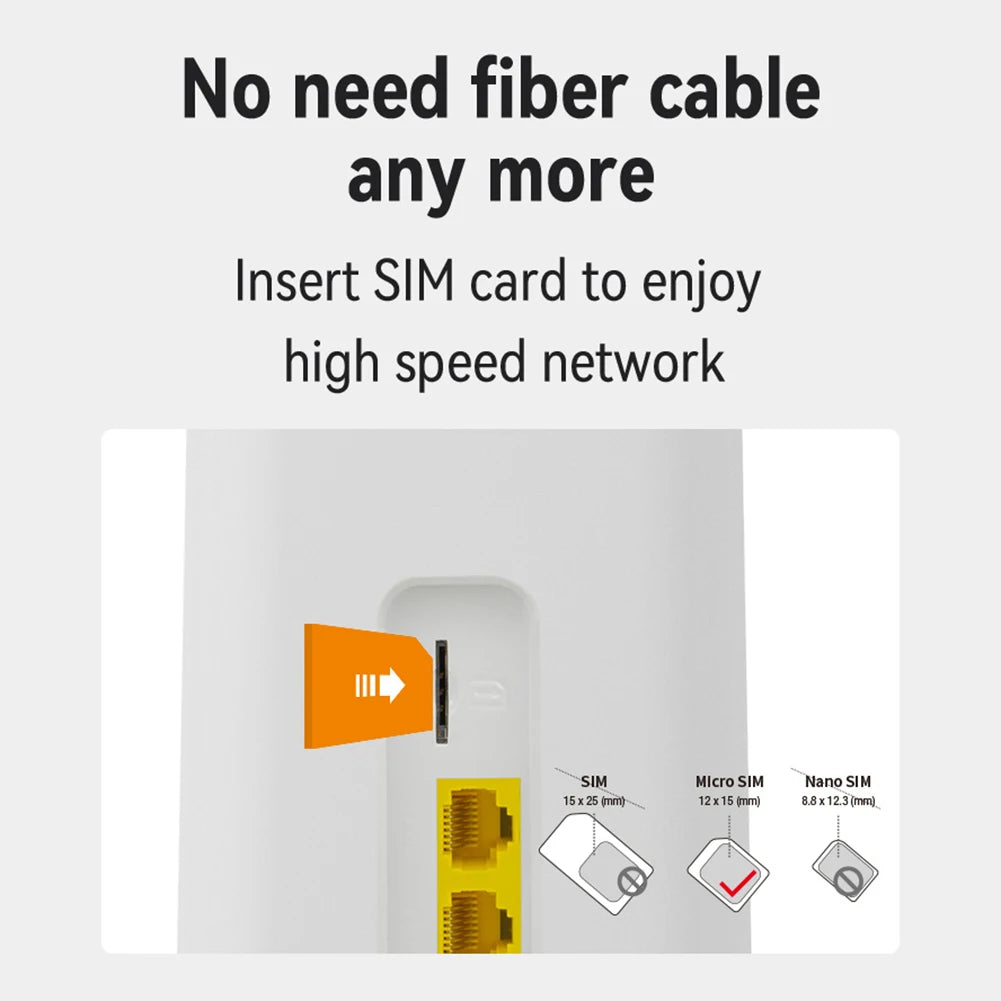 4G/5G LTE WiFi Router 300Mbps CPE 4G WiFi Router 3 RJ45 with SIM Card Slot Wide Coverage Internal Antenna for Indoor Outdoor