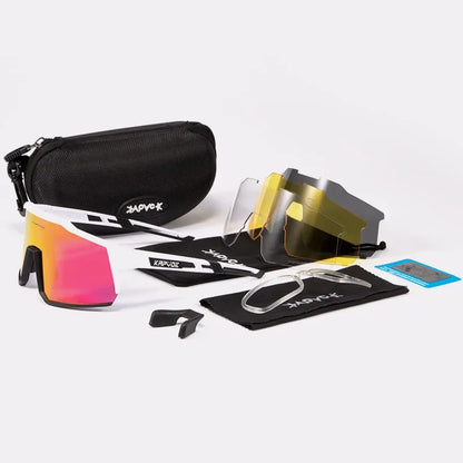 Men Women Polarized 4 Lens Sunglasses Cycling Bike Glasses Bicycle MTB Goggle Outdoor Sport Eyewear Anti-Glare Uv400 Equipment