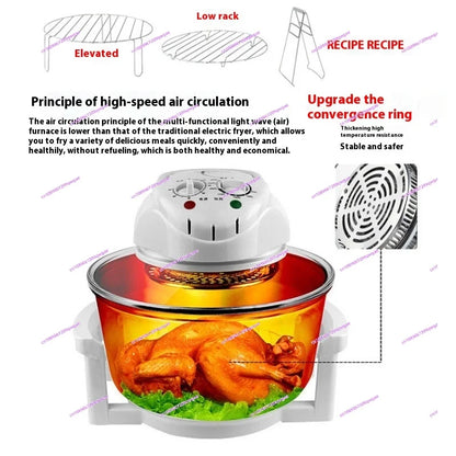 12L Light Wave Furnace Glass Air Fryer Grilled Chicken Grilled Chips Hot Air Circulation Air Furnace