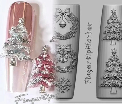 1Pc Chain Ice Flower Fox Spoon Fork Dragon Snake Butterfly 3D Acrylic Mold Nail Art Decorations  DIY Design Silicone Nails Mold