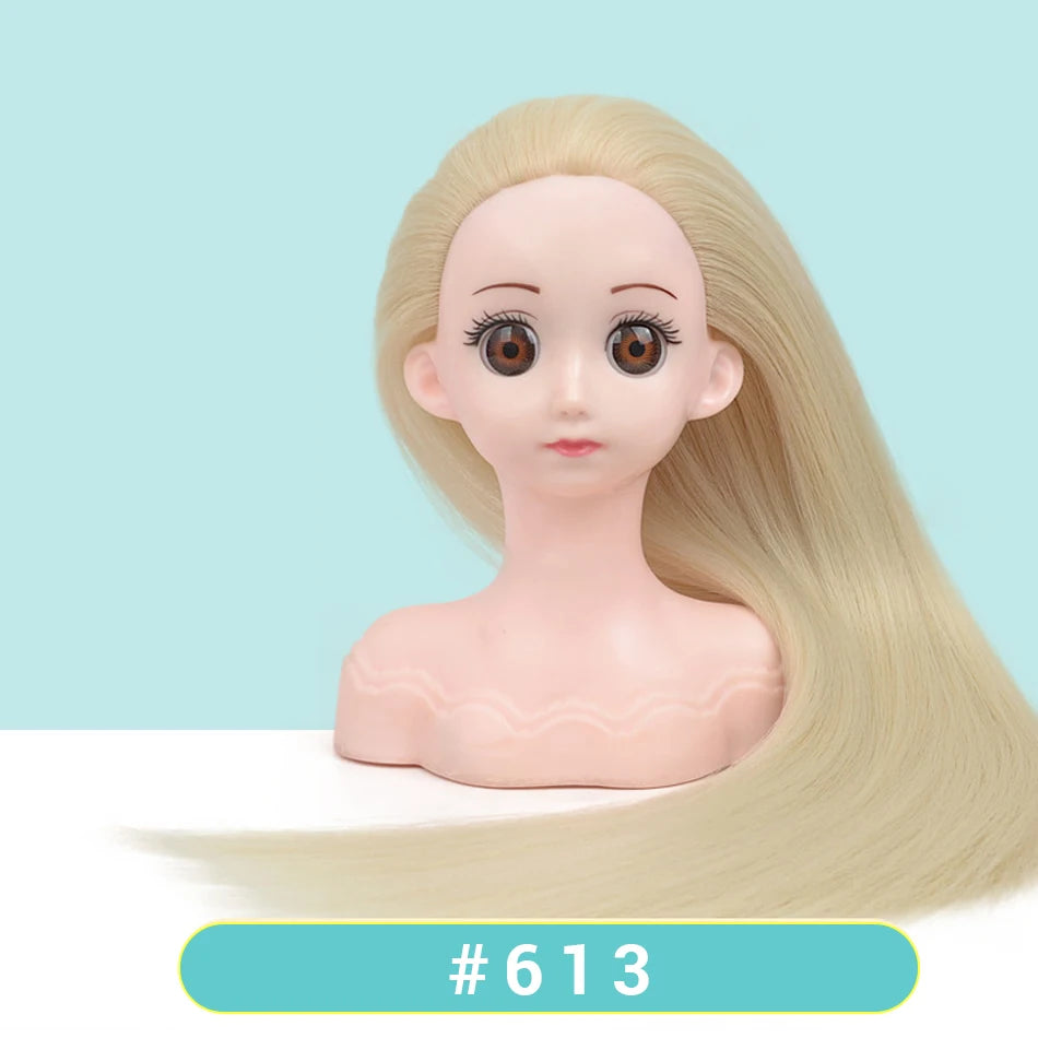 Cabeça de peruca de manequim com cabelo sintético com suporte de peruca ajustável cabeça de manequim estilo cabeleireiro cabeça de treinamento cabeça de boneca
