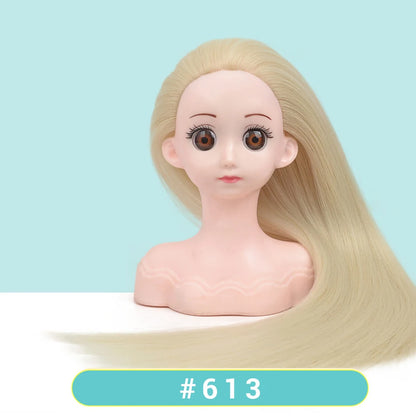 Cabeça de peruca de manequim com cabelo sintético com suporte de peruca ajustável cabeça de manequim estilo cabeleireiro cabeça de treinamento cabeça de boneca