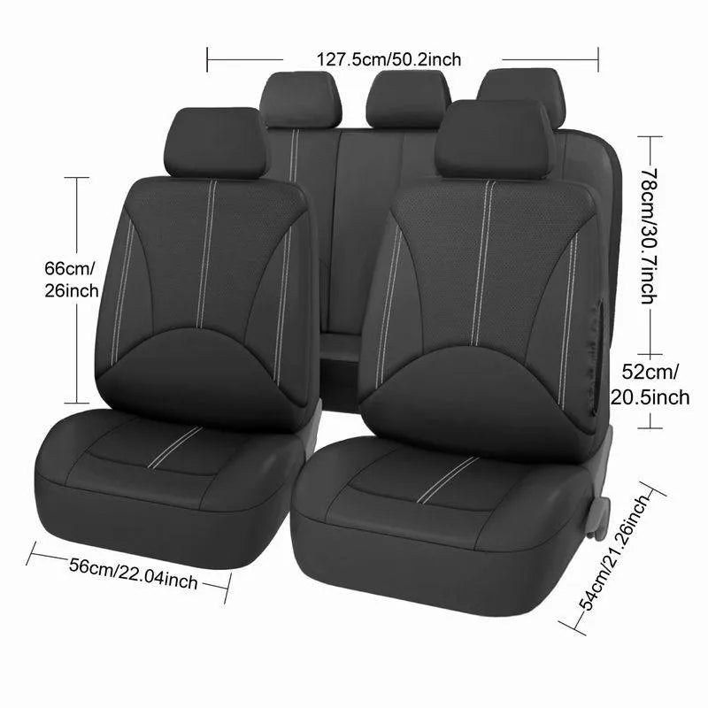 All-Season Universal 9-Piece PU Leather Car Seat Cover
