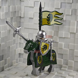 New Medieval Knights Red Lion Black Eagle Castle Soldier Green Dragon Action Figures Cavalry Building Block Military Toy Gifts