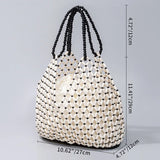 Handmade Woven Beaded Handbag For Women Exquisite Hollow-out Wooden Beaded Shoulder Bag Female Beach Bag