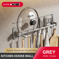 Wall Mounted Kitchen Hook Rack No-Punching Wall Hangers Rail Kitchen Utensils Rack Spoon Shovel Chopping Board Storage Rack