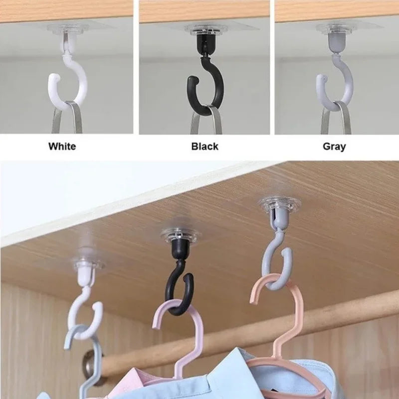 1/3/10 pieces transparent ceiling hook 360° rotatable ceiling wall hook home multifunctional kitchen bathroom self-adhesive hook