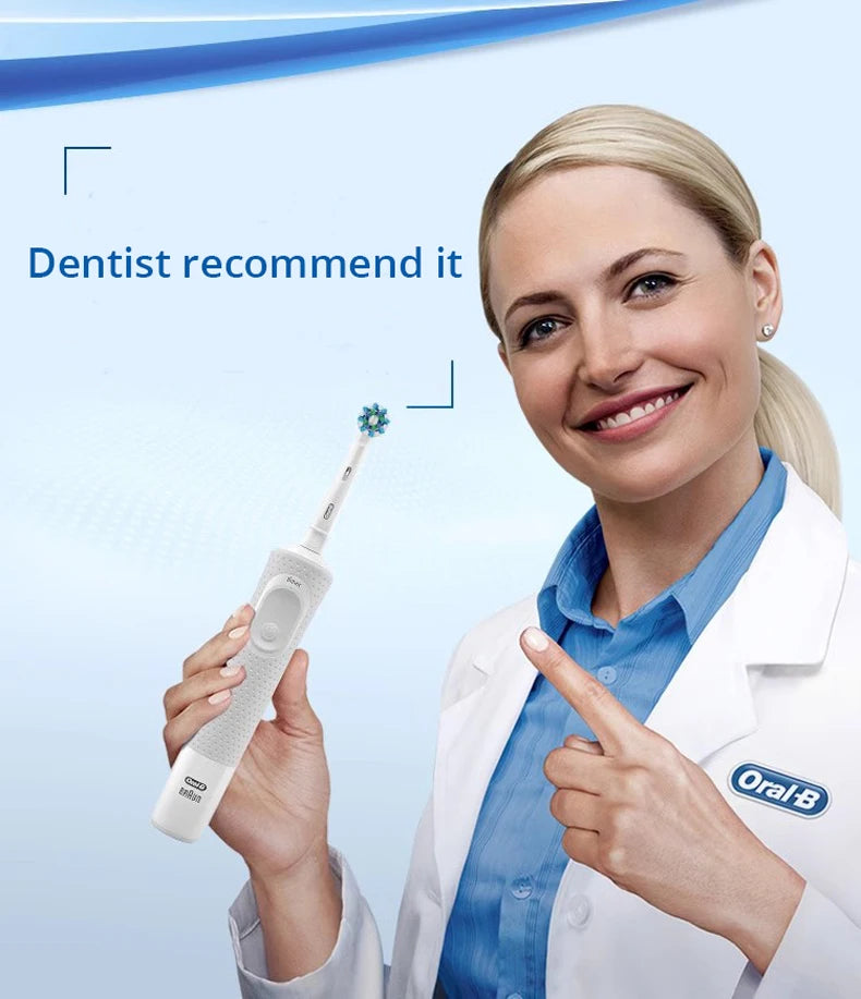 Cepillo de dientes eléctrico Oral B Vitality Cross Action recargable con temporizador de 2 minutos y rotación para dientes blancos y limpios. Cepillo blanco y negro.