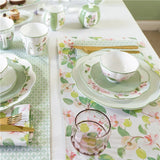 Ceramic Plate Household Bone China Dinner Plate Set Vintage Green Flower Dishes Tableware Oval Large Tray Dinnerware Sets