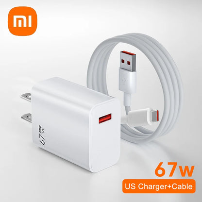 Cargador USB superrápido original Xiaomi de 67 W con interfaz USB C PD, adaptador de cargador de teléfono para iPhone 15, Samsung, Huawei, Turbo Charge, nuevo