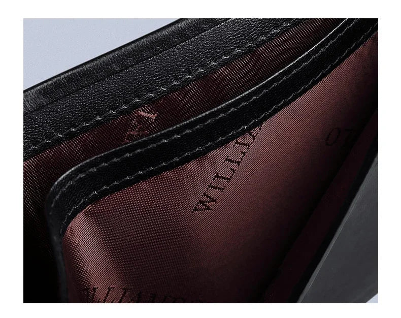 Men's Slim Wallet Genuine Leather Mini Purse Casual Design Bifold Wallet Brand Short Slim Wallet WILLIAMPOLO Luxury brand