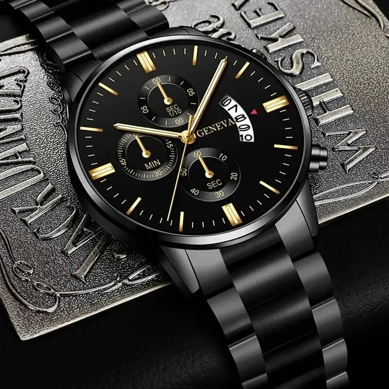 Fashion Men Stainless Steel Watch Luxury Calendar Quartz Wristwatch Men's Business Watches for Men Clock Montre Homme