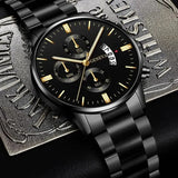 Fashion Men Stainless Steel Watch Luxury Calendar Quartz Wristwatch Men's Business Watches for Men Clock Montre Homme
