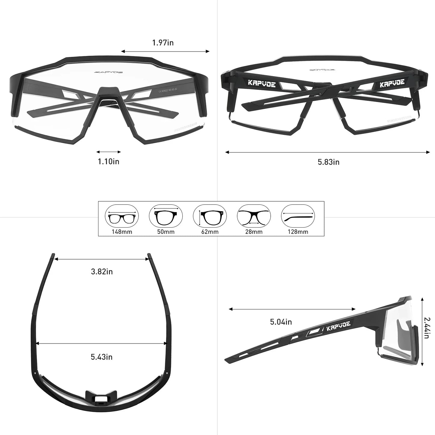 Kapvoe Photochromic Cycling Glasses Photochromic Sunglasses Road Bicycle Sports Glasses MTB Bike Eyewear Men 1 Lens Accessories