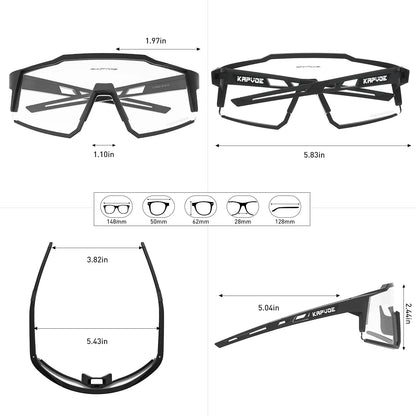 Kapvoe Photochromic Cycling Glasses Photochromic Sunglasses Road Bicycle Sports Glasses MTB Bike Eyewear Men 1 Lens Accessories