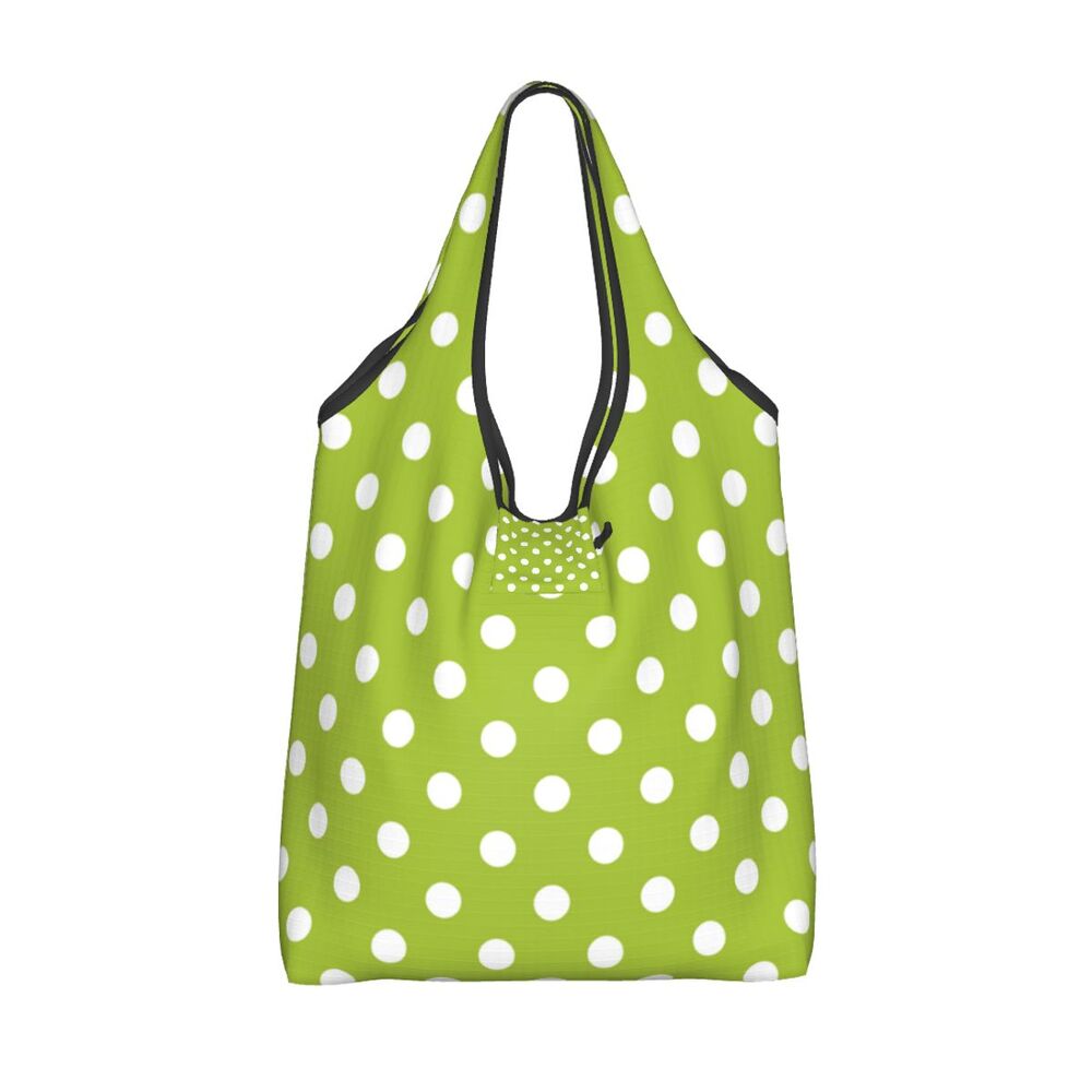 Custom Recycling Classic Black And White Polka Dot Shopping Bag Women Tote Bag Portable Grocery Shopper Bags
