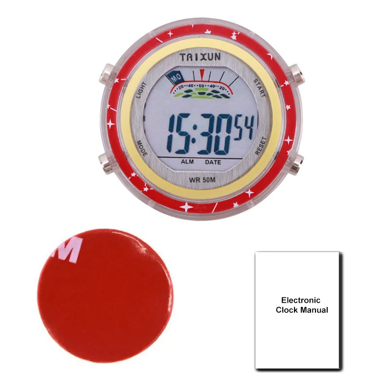 Motorcycle Digital Clock Waterproof Motorbike Stick-on Dashboard Car Clock Car Stick-On Mini Watch For Dashboard Boat Bike