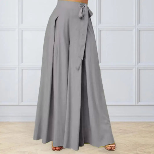 Falda pantalón para mujer, pierna ancha, con cordones, lazo, cintura alta, holgado, dobladillo grande, entrepierna profunda, informal, para baile, espectáculos, culottes, pantalones largos