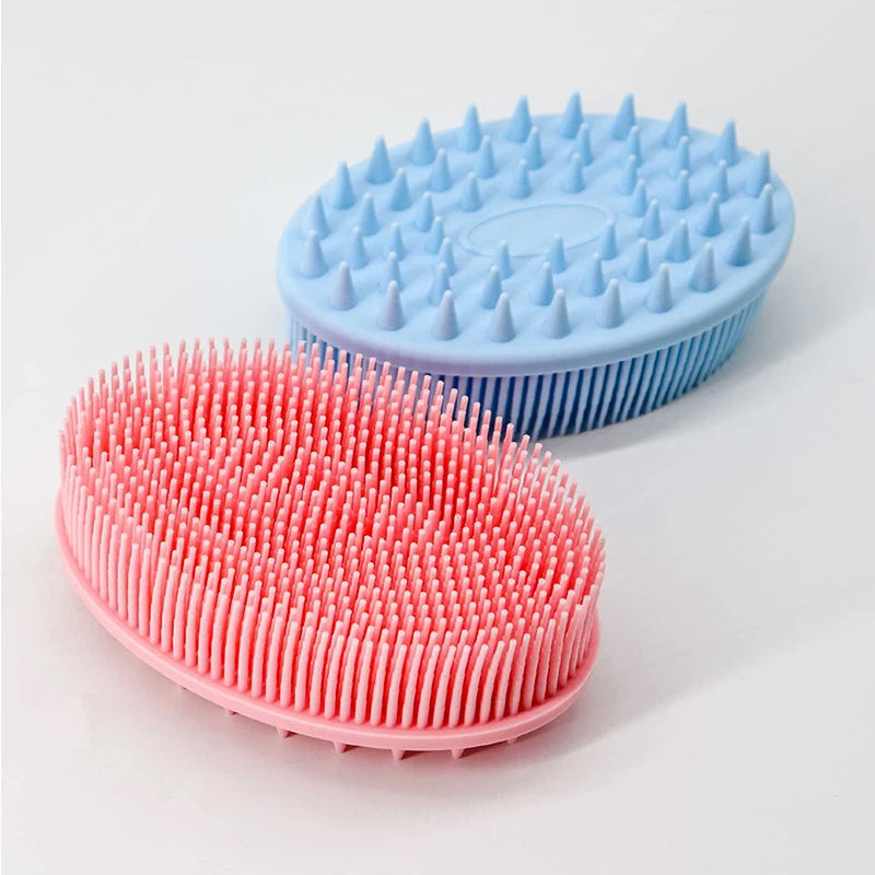 Exfoliating Sponge Dead Body Scrubber Skin Head Washing Brush Comb Silicone Bristle Bath Brush Scalp Massager Bath Tool Hygienic
