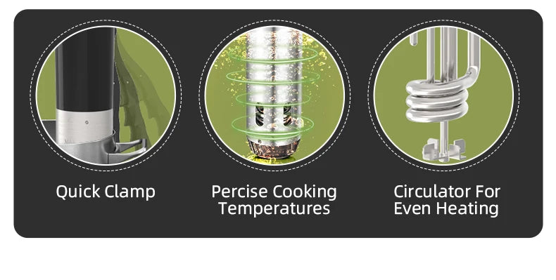 Wancle Vacuum Sous Vide Cooker IPX7 Waterproof Heater Immersion Circulator Slow Cooker with Digital Display Reservation Function