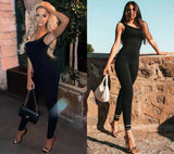 Mono de entrenamiento sin costuras para mujer, mono de yoga acanalado, ajustado, de una pieza, con cuello cuadrado y leggings